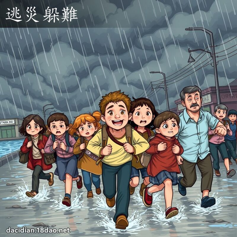 逃灾躲难 - 国语大辞典配图
