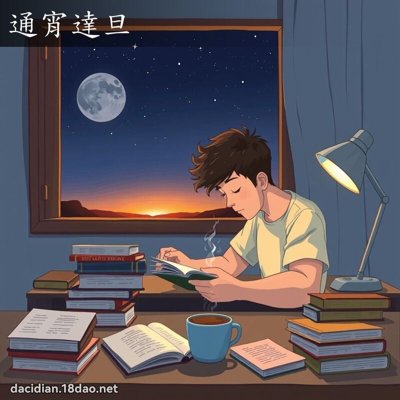 通宵達旦 - 國語大辭典配圖