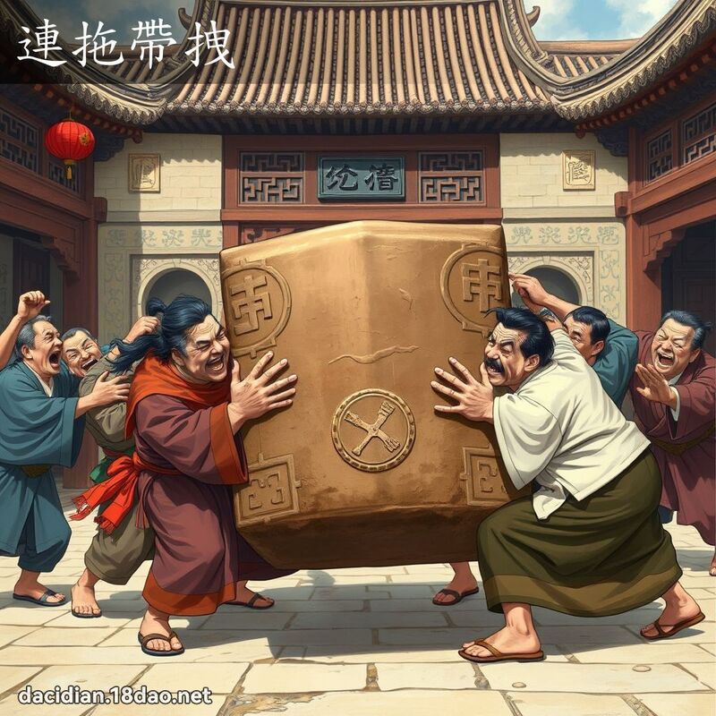 连拖带拽 - 国语大辞典配图