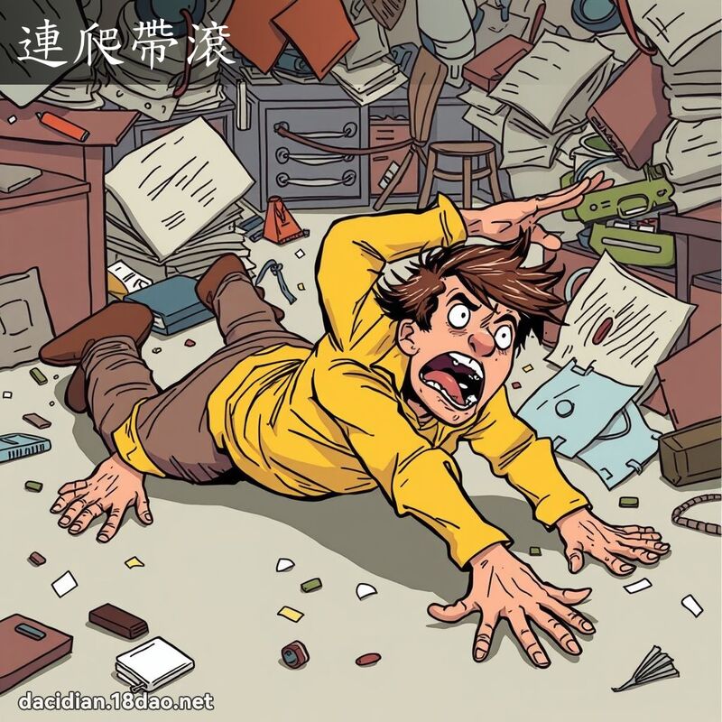 連爬帶滾 - 國語大辭典配圖