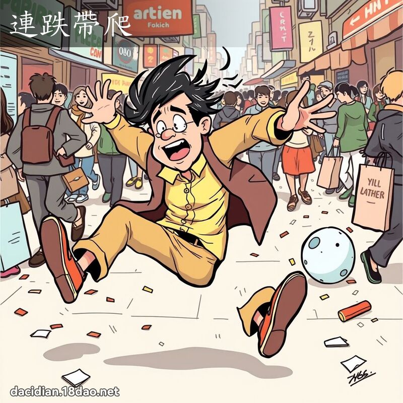 连跌带爬 - 国语大辞典配图