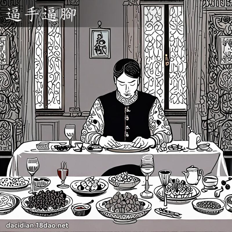 逼手逼腳 - 國語大辭典配圖