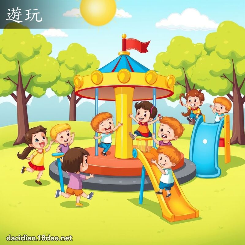 遊玩 - 國語大辭典配圖