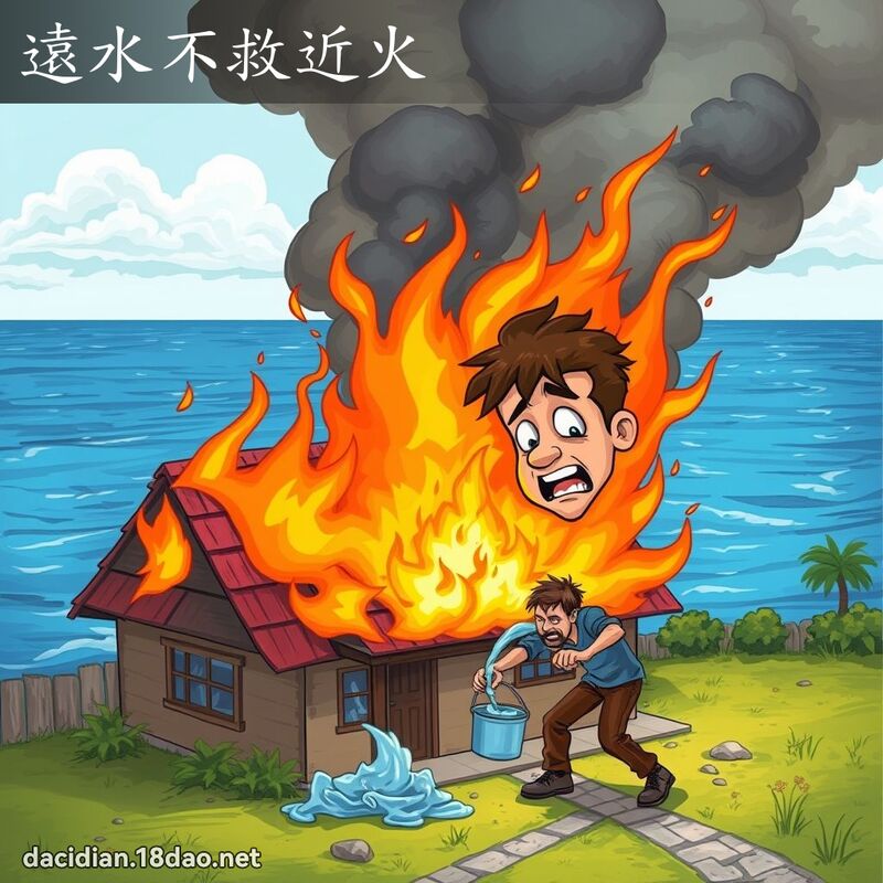 远水不救近火 - 国语大辞典配图