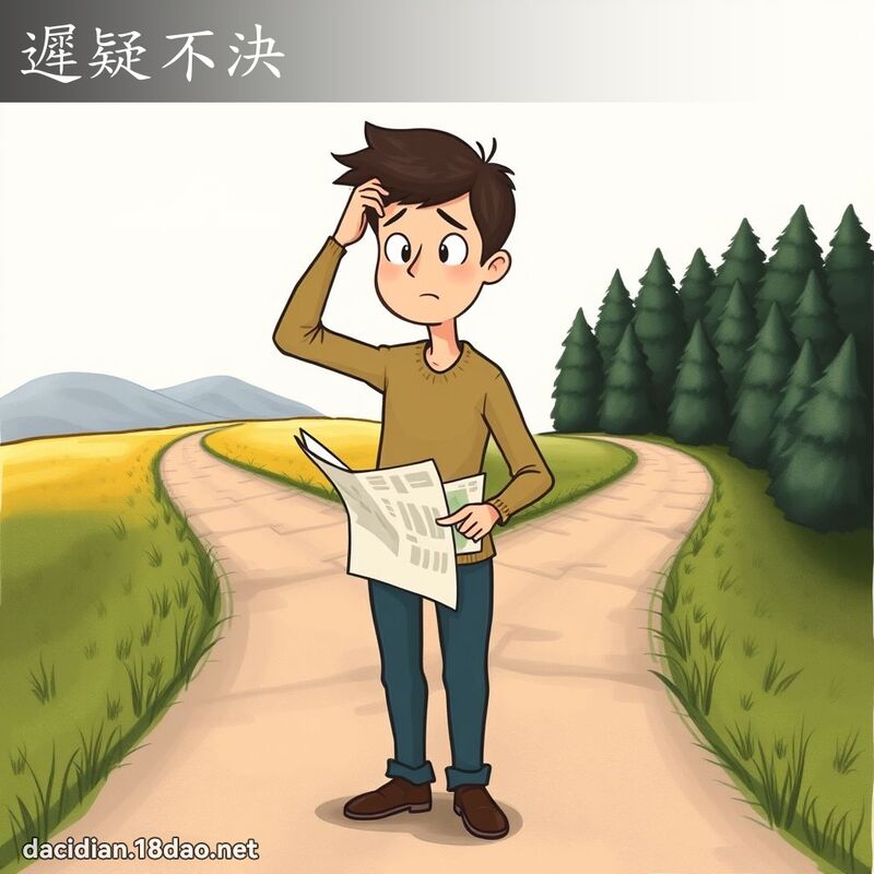 遲疑不決 - 國語大辭典配圖