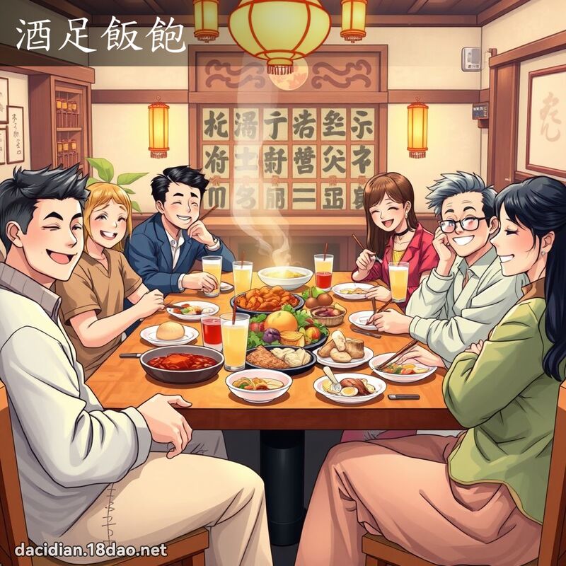 酒足飯飽 - 國語大辭典配圖
