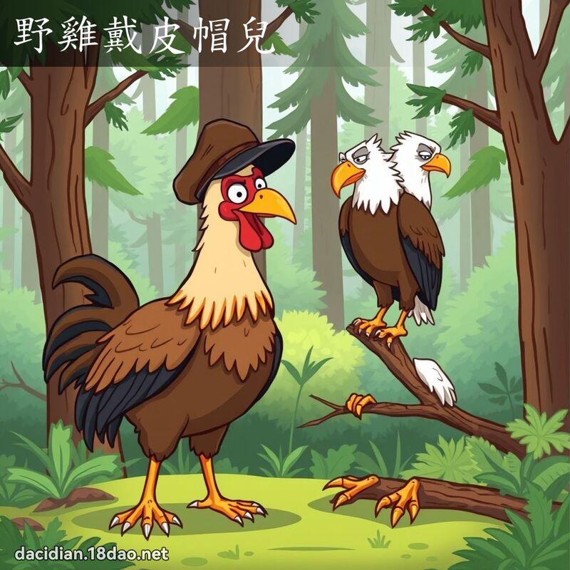 野雞戴皮帽兒 - 國語大辭典配圖