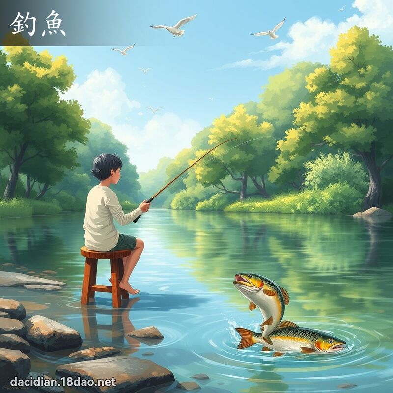 钓鱼 - 国语大辞典配图