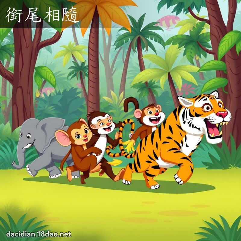 銜尾相隨 - 國語大辭典配圖