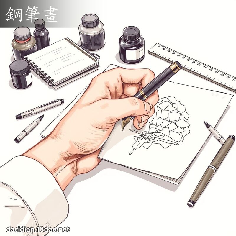 鋼筆畫 - 國語大辭典配圖