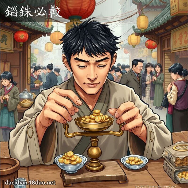 錙銖必较 - 国语大辞典配图