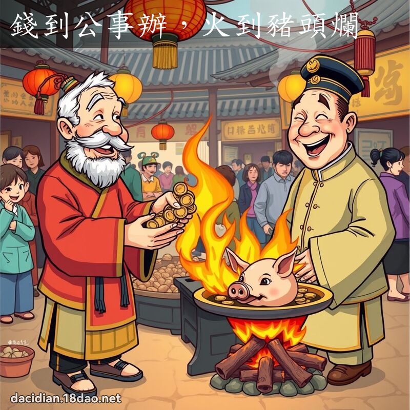 钱到公事办，火到猪头烂 - 国语大辞典配图