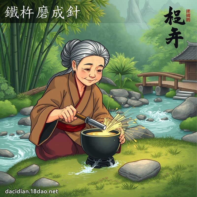 铁杵磨成针 - 国语大辞典配图