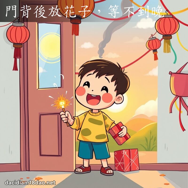 门背后放花子，等不到晚 - 国语大辞典配图