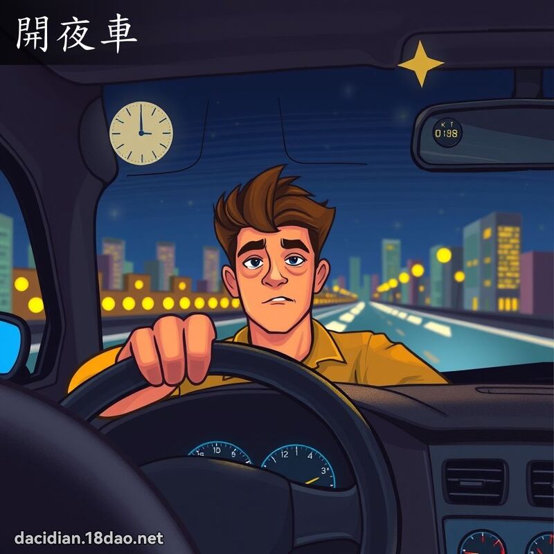 開夜車 - 國語大辭典配圖