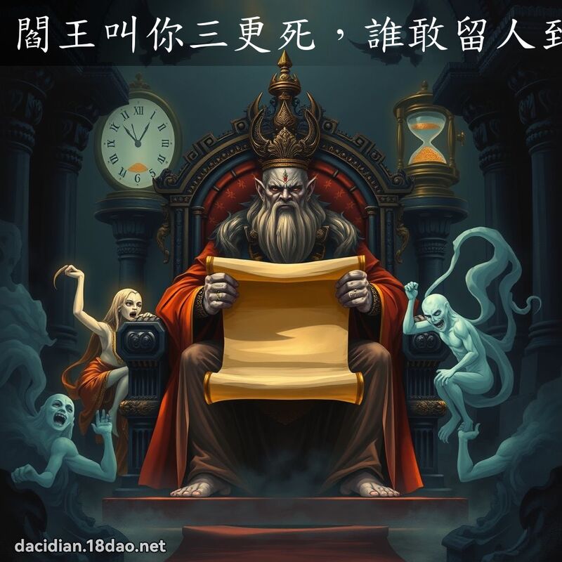 阎王叫你三更死，谁敢留人到五更 - 国语大辞典配图