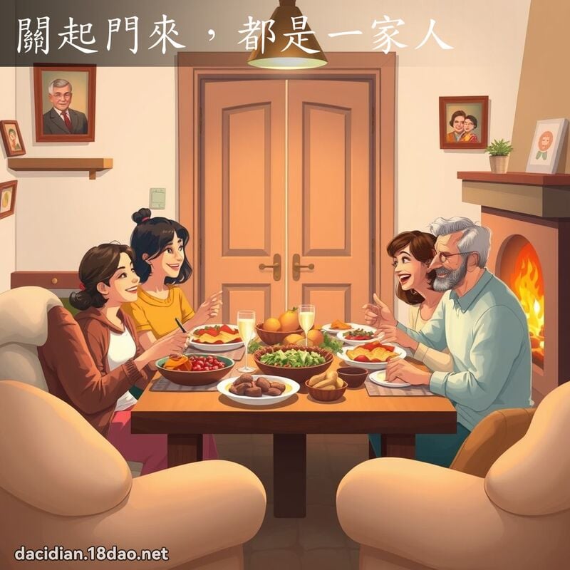 關起門來，都是一家人 - 國語大辭典配圖