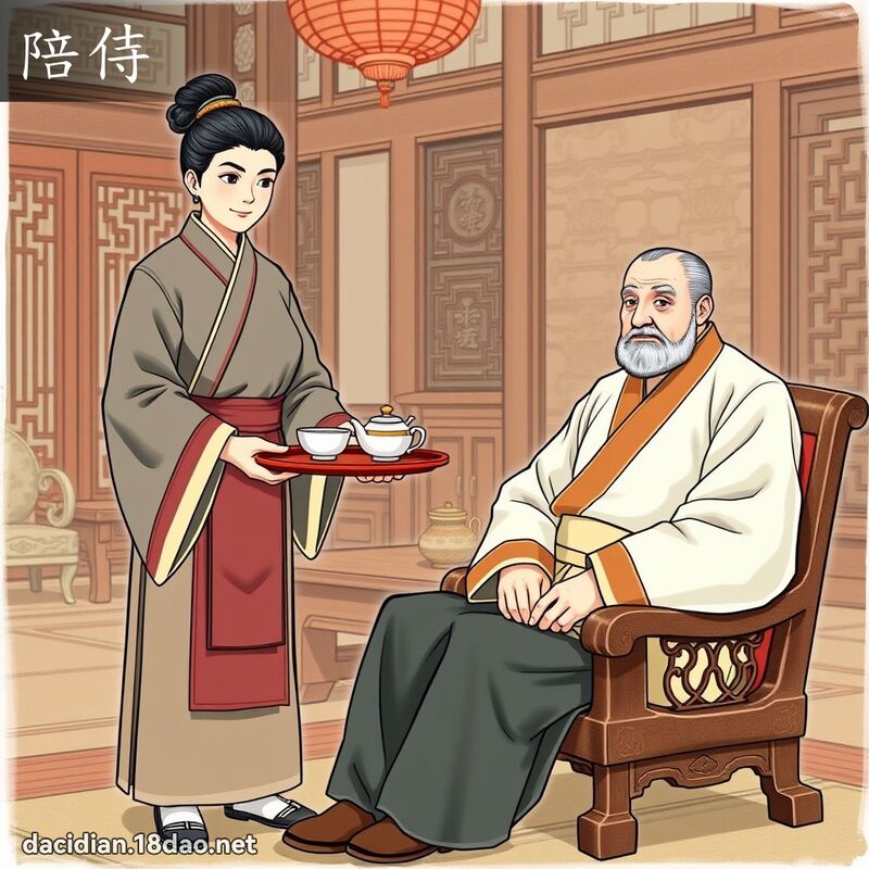 陪侍 - 國語大辭典配圖