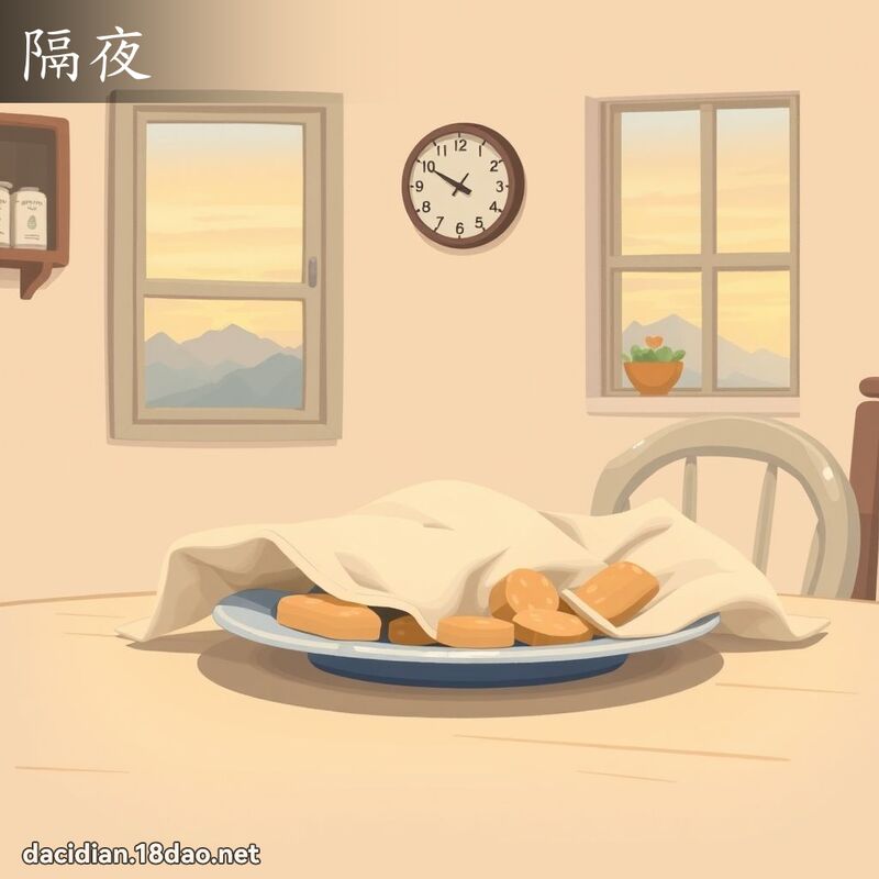 隔夜 - 國語大辭典配圖