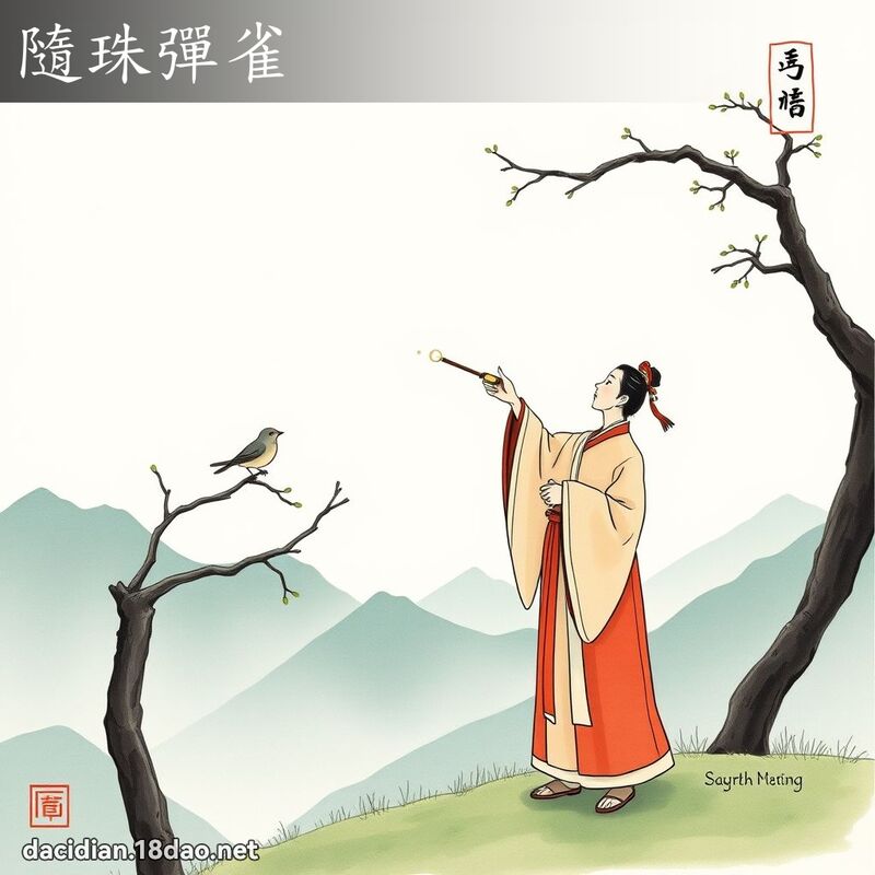 隨珠彈雀 - 國語大辭典配圖