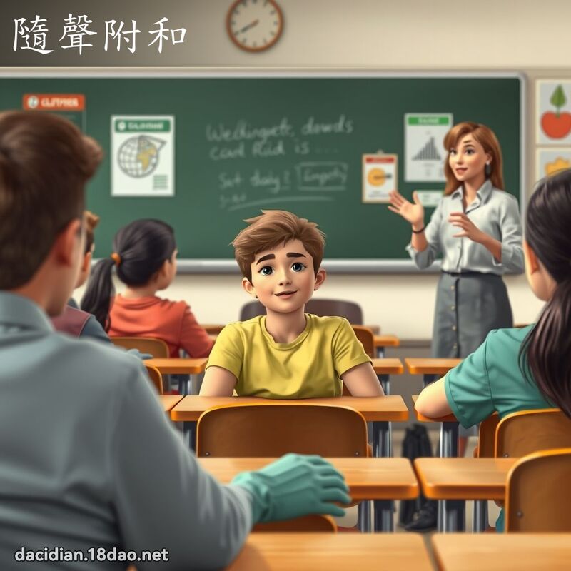隨声附和 - 国语大辞典配图