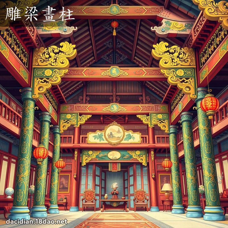 雕梁畫柱 - 國語大辭典配圖