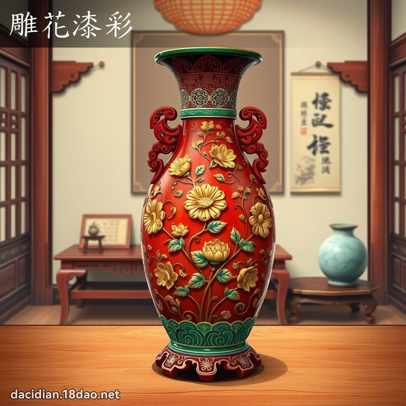 雕花漆彩 - 國語大辭典配圖