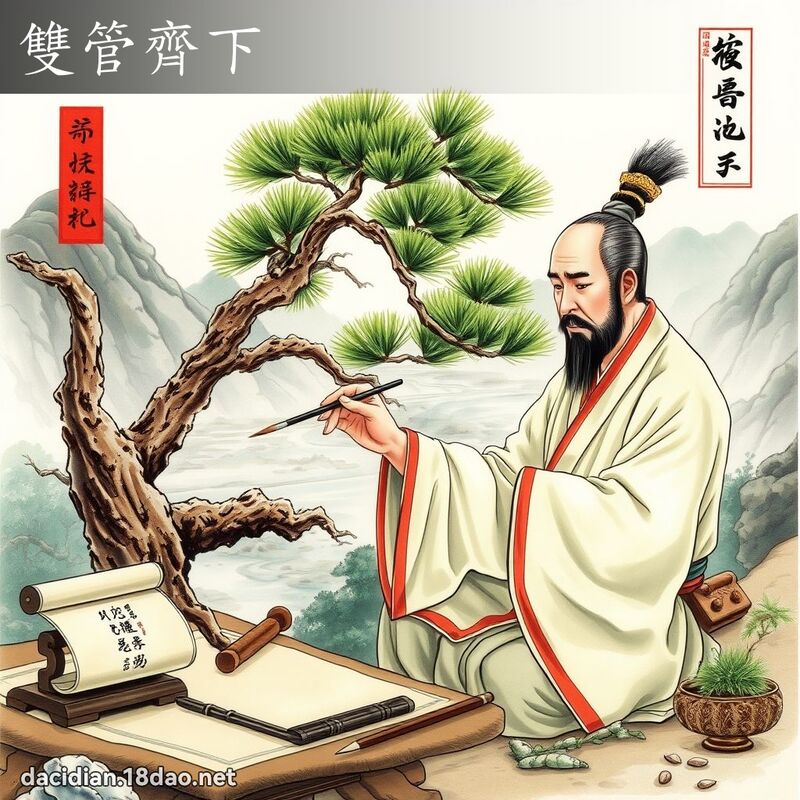 雙管齊下 - 國語大辭典配圖