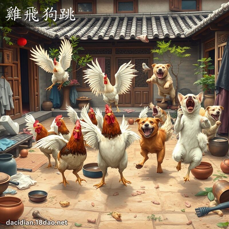 鸡飞狗跳 - 国语大辞典配图
