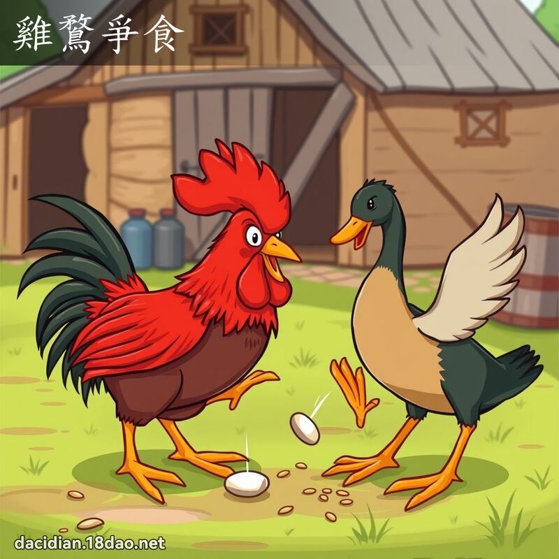 鸡鶩爭食 - 国语大辞典配图