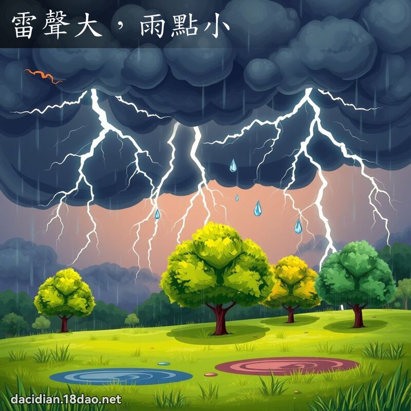 雷聲大，雨點小 - 國語大辭典配圖