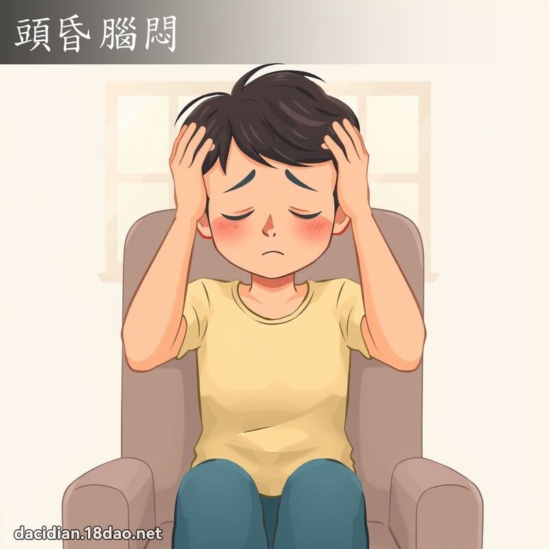頭昏腦悶 - 國語大辭典配圖