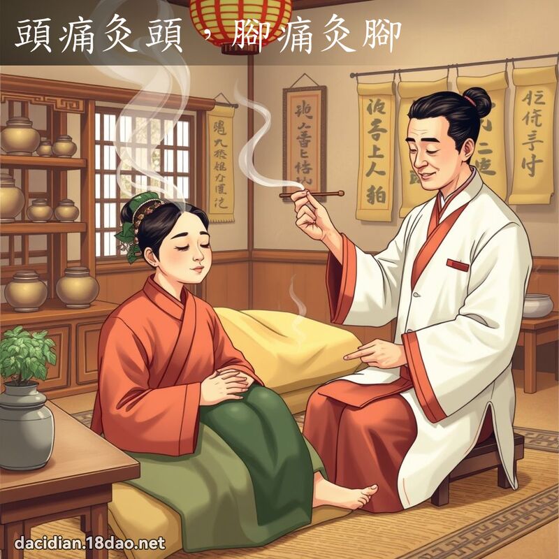 头痛灸头，脚痛灸脚 - 国语大辞典配图