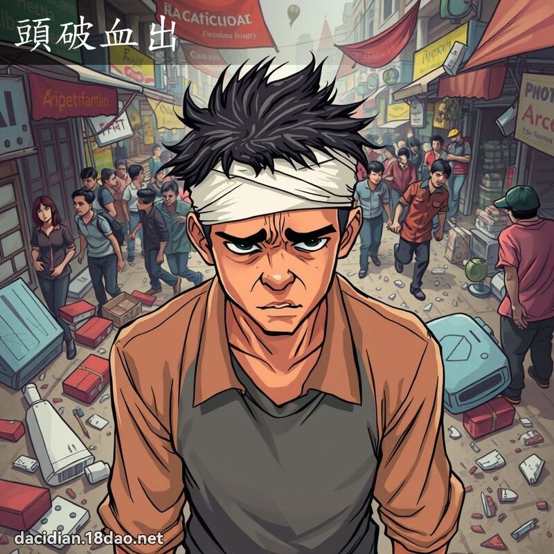 頭破血出 - 國語大辭典配圖