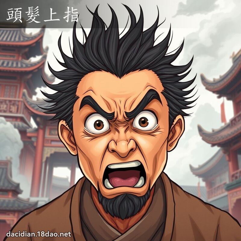頭髮上指 - 國語大辭典配圖