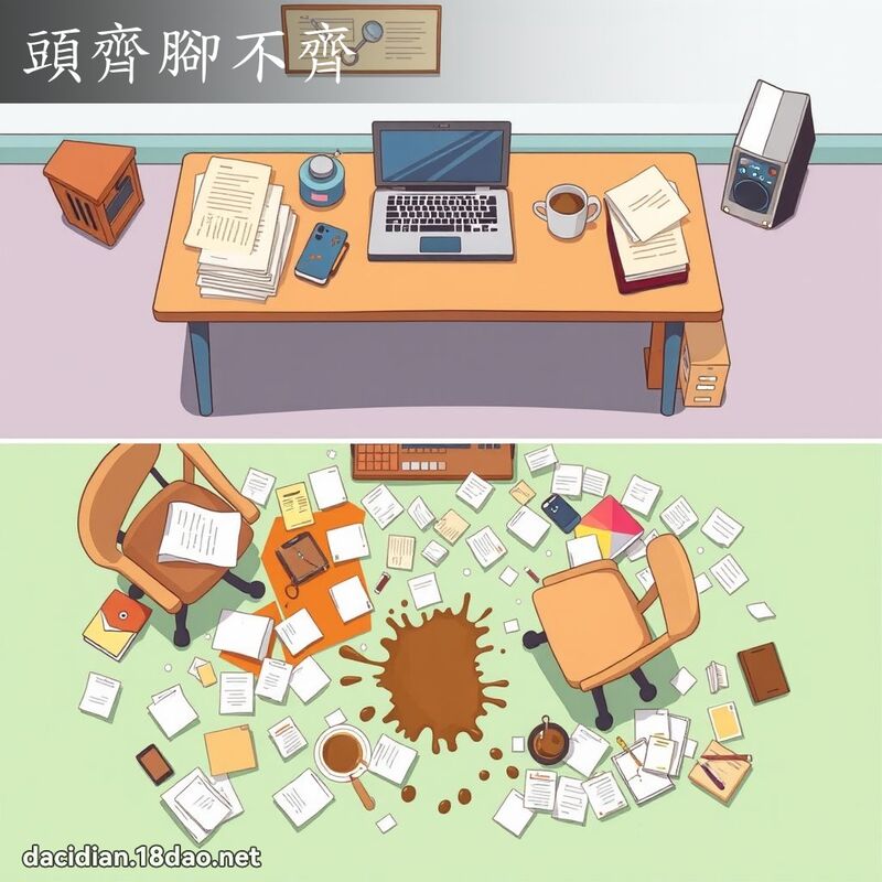 頭齊腳不齊 - 國語大辭典配圖