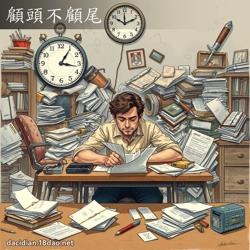 顧頭不顧尾 - 國語大辭典配圖