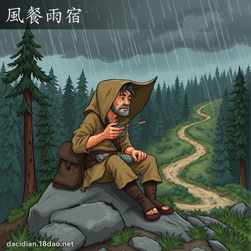 風餐雨宿 - 國語大辭典配圖