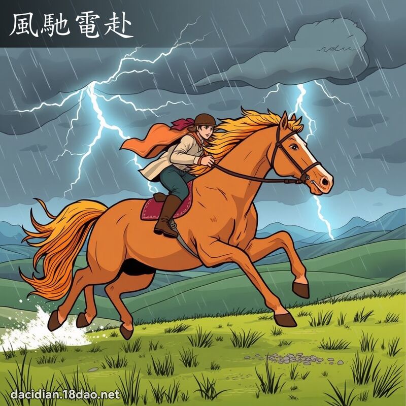 風馳電赴 - 國語大辭典配圖