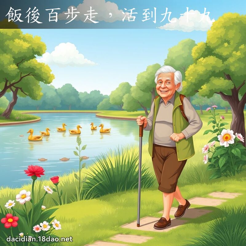 飯後百步走，活到九十九 - 國語大辭典配圖