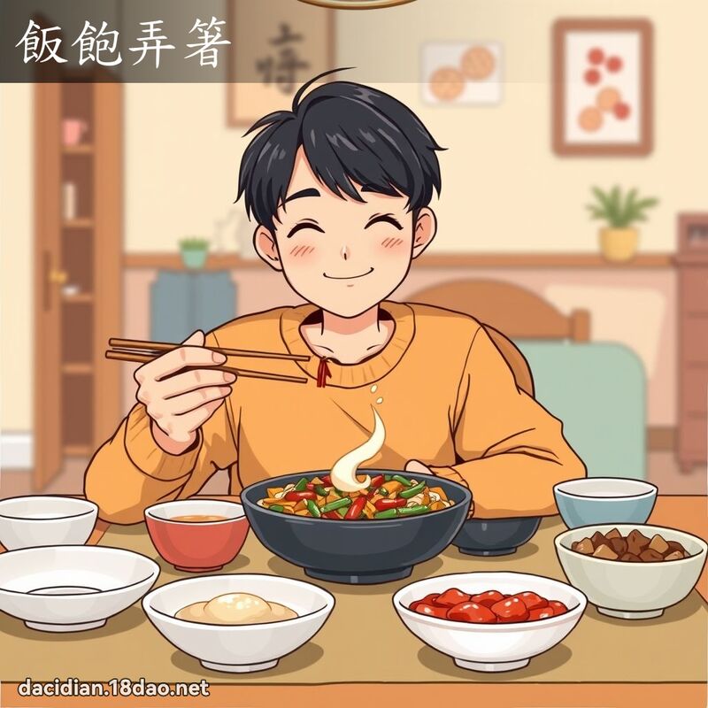 飯飽弄箸 - 國語大辭典配圖