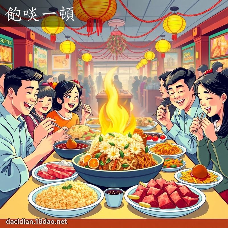 饱啖一顿 - 国语大辞典配图