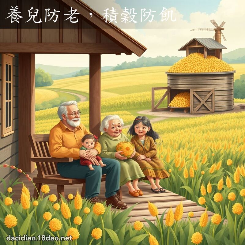 養兒防老，積穀防飢 - 國語大辭典配圖
