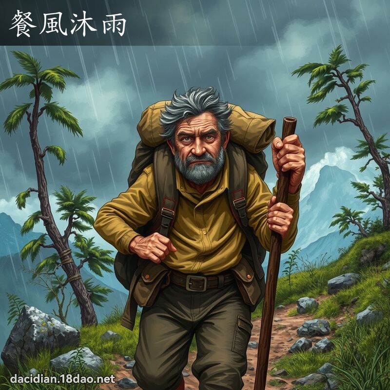 餐風沐雨 - 國語大辭典配圖