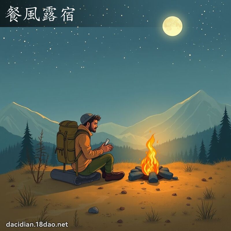 餐风露宿 - 国语大辞典配图