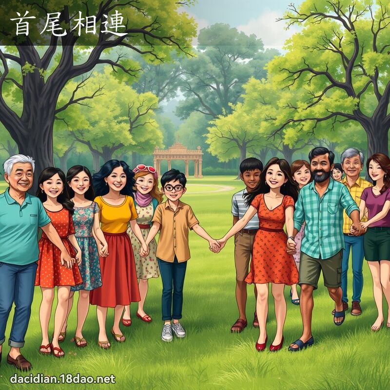 首尾相連 - 國語大辭典配圖