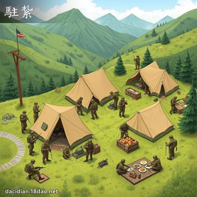 駐紮 - 國語大辭典配圖