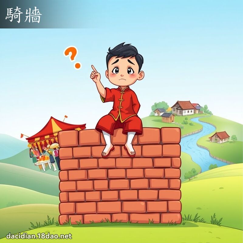 骑墙 - 国语大辞典配图