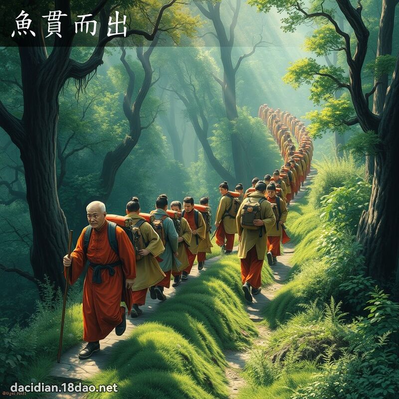 鱼贯而出 - 国语大辞典配图
