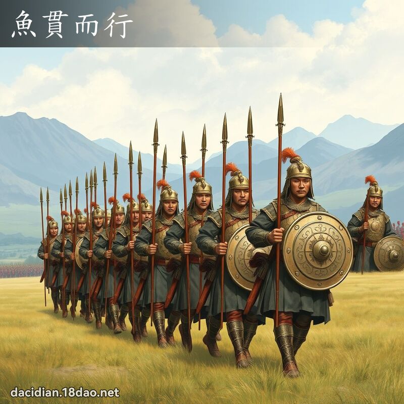 鱼贯而行 - 国语大辞典配图